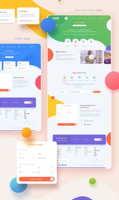 the landing page is designed to look like it has colorful circles around it