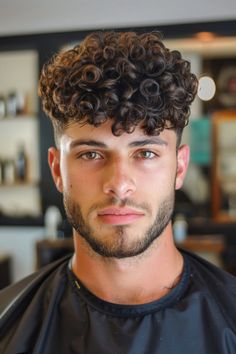 Click for More ➡️ | Save for Later ❤️  A medium length taper with curls that are well-defined and bouncy. A dark blonde color can make this style stand out. (Medium Length Taper with Curls - Haircuts For Men With Curly Hair) Men’s Curly Haired Mullet, Curly Haircuts For Men, Dark Blonde Color, Perm Hair Men, Mens Short Curly Hairstyles, Fade Haircut Curly Hair, Mens Hairstyles Curly