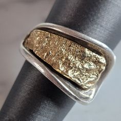 A Womens Vintage Estate Sterling Silver And 14k Gold Modernist Ring That Weighs 7.1g, And Is A Size 4.25. The Width Of The Ring Is 1/2". Ring Is Etched Inside "14k Sterling, Jg". Any Questions Please Do Not Hesitate To Ask. Be Sure To Check Out Some Of Our Other Great Pieces Of Jewelry For Sale. Thank You. Modernist Ring, Jewelry For Sale, Unusual Jewelry, Womens Jewelry Rings, Silver Gold, Size 4, Thank You, Women Jewelry, Sterling Silver