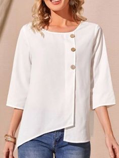 Essential Tops, Cotton Tops Designs, Linen Style Fashion, Modest Casual Outfits, Cold Shoulder Tops, Women Blouses Fashion, Fashion Tops Blouse, Casual Tunics, Trendy Fashion Tops