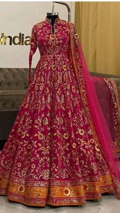 Long Anarkali Gown Indian, Dresses By Texture, Long Anarkali Gown, Gown Indian, Rajputi Dress, Long Anarkali, Indian Bride Outfits, Latest Dress Design