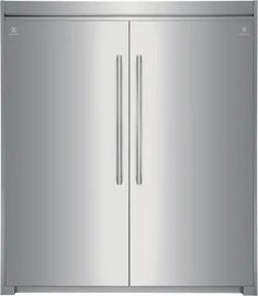 a stainless steel double door refrigerator