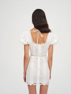 Tracy Mini Dress | For Love & Lemons White Eyelet Dress, Silk Bottoms, Lemon Dress, Puff Sleeve Dress, Warm Spring, Eyelet Dress, White Eyelet, Puffed Sleeves Dress, Little White Dresses