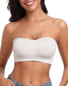 LEYSHE Strapless Bra for Women Padded Bandeau Bra Seamless Tube Top Bra Non-slip Bandeau Top Bra For Women, Padded Bras, Bandeau Top