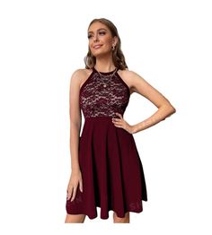 https://www.ebay.com/usr/bryvin_store

 Stand out in this stunning SHEIN Privé Contrast Lace Halter Neck Dress 🌺✨ Perfect for parties or casual wear, this burgundy beauty is a must-have for your wardrobe! #HalterNeck #FloralVibes #Fashionista #DressToImpress #SheInStyle  #eBayStore #Halter #Women #PartyCocktail #ContrastLace Casual A-line Halter Party Dress, Stretch Halter Dress, Knee-length For Summer, Party Sundress Halter A-line, Stretch Knee-length Halter Dress For Night Out, Halter Neck Dress Casual, Casual Halter Neck Dress With Built-in Bra, Halterneck Dress, Burgundy Color, Shein Style