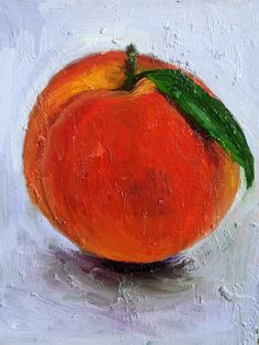 a painting of an orange on a white background