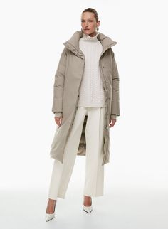 Aritzia Coats & Jackets, Puffer Coat Aritzia, Puffer Jacket With Belt, Down Puffer Jacket, Garment Fabric, Easy Shape, Winter Outerwear, Natural Women, Waterproof Fabric