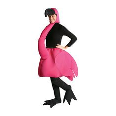 a woman in a pink flamingo costume