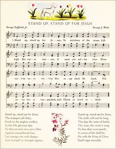 an old sheet music with the words stand up stand up for jesus