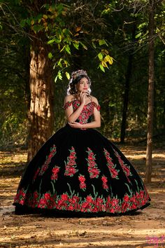 Black Red Charro Quinceanera Dresses Ball Gown Off The Shoulder Appliques Puffy Mexican Sweet 16 Emo Quince, Quince Charro Dresses, Twins Quinceanera, Sweet 15 Dresses Quinceanera