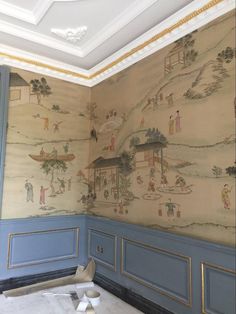 Hand-painted chinoiserie panels-Courts Multi pattern color | Etsy Chinoiserie Wallpaper Iphone, Chinoiserie Wallpaper Bathroom, Chinoserie Wallpaper, Wallpaper Panels Framed, Green Chinoiserie Wallpaper, Chinoiserie Bathroom, Silver Leaf Wallpaper, Blue Chinoiserie Wallpaper, French Chinoiserie