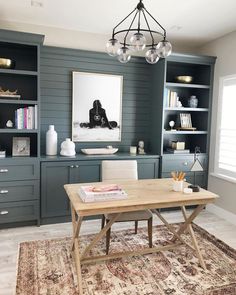 a living room filled with lots of furniture and bookshelves on top of it