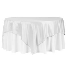 Square 90x90 Lamour Satin Table Overlay - White Satin Tablecloth, Table Clips, Folding Chair Covers, Crystal Centerpieces, Sequin Table, Table Overlays, Perfect Squares, Chiavari Chairs, Table Skirt