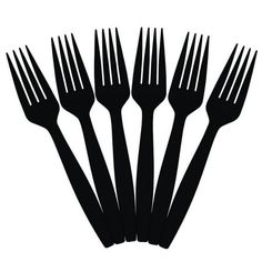 six forks are shown in black against a white background