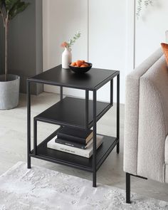 a living room scene with focus on the end table