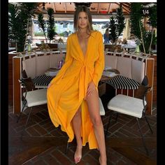 Stunning Dress Worn Once, In Great Condition! 60% Retail Price. Millie Maxi Dress In Mango Camila Coelho Lexi Wood, Dresses Yellow, Long Sleeve Swim, Revolve Dresses, Yellow Maxi, Long Beach Dress, Summer Outfit Inspiration, Outfit Look, Maxi Wrap Dress