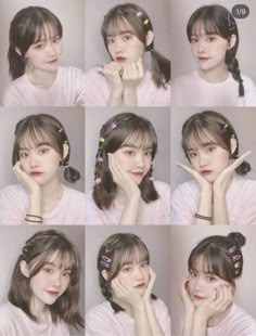 Ulzzang Hair, Kpop Hair, Kawaii Hairstyles, Clip Hairstyles, Hair Tutorials Easy, Hair Up Styles