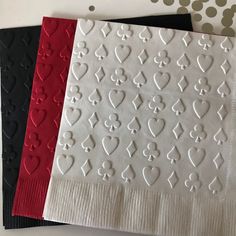 three different types of paper with hearts on them