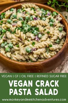 Kick up your pasta salad game with this creamy, delicious Vegan Crack Pasta Salad. Perfect for work lunches, picnics, potlucks, tailgates, and so much more! #vegan #oilfree #glutenfree #plantbased | monkeyandmekitchenadventures.com Vegan Picnic Ideas, Vegan Potluck Recipes, Monkey And Me Kitchen Adventures, Monkey And Me, Vegan Recepies, Vegan Pasta Salad, Vegan Salads, Best Pasta Salad, Work Lunches