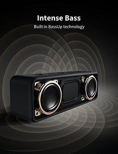 an image of a speaker with the text intense bass built in bassop technology