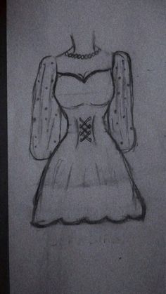 a drawing of a dress on a piece of paper that is drawn by someone else