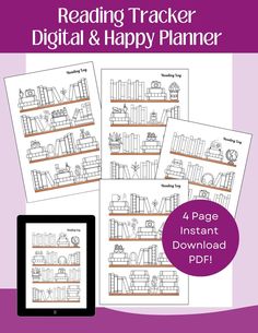 reading tracker and happy planner for kids with the text reading tracker digital & happy planner