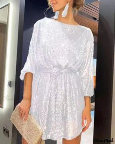 Olivia Mark - Glistening Sequin Cocktail Dress for Formal Gatherings Sequin Dress Party, Elegante Y Chic, Gaun Fashion, ��파티 드레스, Casual Chique, Womens Fall Dress, Sequin Party Dress, Sparkly Dress, Formal Dresses For Women