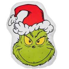 the grin face sticker is wearing a red santa hat and has yellow eyes,