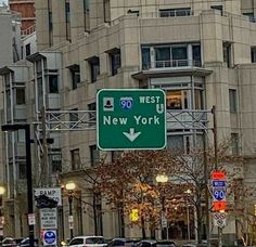 a street sign on the corner of west new york