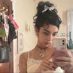 Hairstyles With Ribbon, Ribbon Aesthetic, Delicate Choker, Choker Handmade, Ribbon Rose, Hairstyle Inspo, Ribbon Hairstyle, Hairdos For Curly Hair, Hair Advice