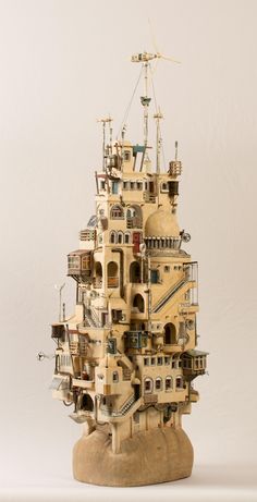 a model of a building made out of cardboard