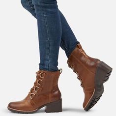 Sorel Cate Lace Up Boot New In Box! Business Casual Boots, Sorel Booties, Winter Business Casual, Lace Up Heel Boots, Comfortable Stylish Shoes, Lace Booties, Chunky Heel Ankle Boots, Cozy Boots, Clothing Tips