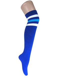 Women and Girls Triple Stripes Over Knee High Cotton Socks, Multi-colors available. Popular and the bright point for Party, great gift for Holiday and birthday. They're made by combed cotton and polyester and spandex, the features are comfortable and breathable and elasticity. Playful Blue Cotton Socks, Casual Blue Hosiery For Winter, Casual Blue Winter Hosiery, Trendy Blue Knee-high Socks For Winter, Trendy Stretch Blue Socks, Sporty Blue Knee-high Socks, Sporty Knee-high Blue Socks, Casual Blue Stretch Stockings, Blue Cotton Sporty Socks