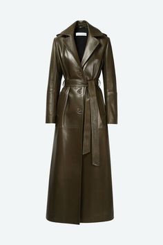 Brown Outerwear Outfit, Brown Things, Trend Coat, Brown Leather Coat, Long Leather Coat, Coat Trends, Autumn Wardrobe, Travel Outfits, Leather Trench