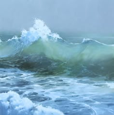 an oil painting of waves in the ocean