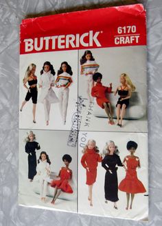 the pattern for butterick doll clothes is in very good condition