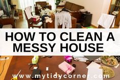 a messy living room with the words spring cleaning tips for a distorrous messy house