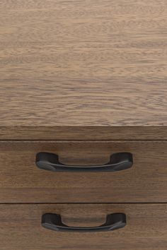 two drawers with handles on each drawer