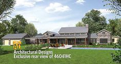 this is an artist's rendering of a house in the country style with large front yard