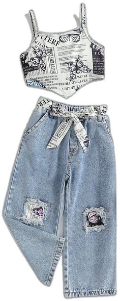 High Waist Denim Jeans, Spaghetti Strap Top, Strap Top, Strap Tops, Summer Girls, Denim Pants, New Fashion, Spaghetti Strap, Spaghetti