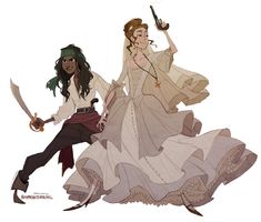 Art by @rhymewithrachel Elizabeth Swann, Funny Couple, Lesbian Art, Couple Things, Wow Art, Arte Fantasy, 영감을 주는 캐릭터, Character Creation, 그림 그리기