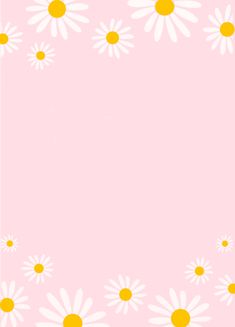 a pink background with white daisies and yellow dots in the center is an empty rectangle