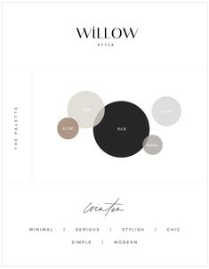 the logo for willow hair salon, with different colors and font on it's side