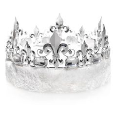 Fleur-de-Lis Crown - White Fur Crown For Prom, Prom Royalty, Royalty Crown, Queens Tiaras, Halloween Dance, King Or Queen, Metal Crown, Gold Tiara, Parade Float