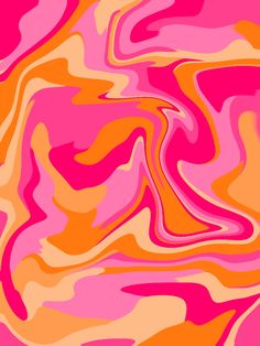 an orange and pink background with wavy lines