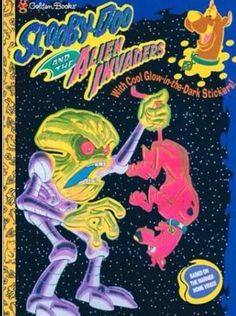 the front cover of an old computer game, starship and alien invades with neon colors