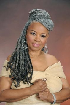 Woman With Dreadlocks, Grey Curly Hair, Natural Hair Beauty, Dreadlock Hairstyles, Hairstyle Gallery