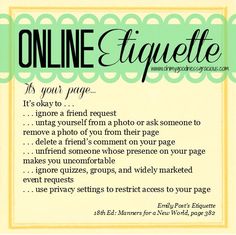 A few tips for keeping it classy while online.  blunamode.com Modern Etiquette, Online Etiquette, Social Media Etiquette, My Prerogative, Social Graces, Oh My Goodness