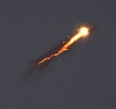 an aerial view of a bright orange object in the sky with dots on it's surface