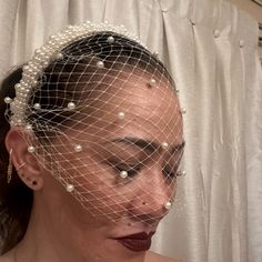 Can Be Worn With Veil In Front Or Back Which Ever Way You Choose Can Be For An Event Or As A Costume Pearl Headband With Veil, Front Veil, Hair Pearls, Headband With Veil, Blonde Weave, Pearl Headpiece Wedding, Pearl Hair Accessories, Headband Veil, Flared Skirt Dress